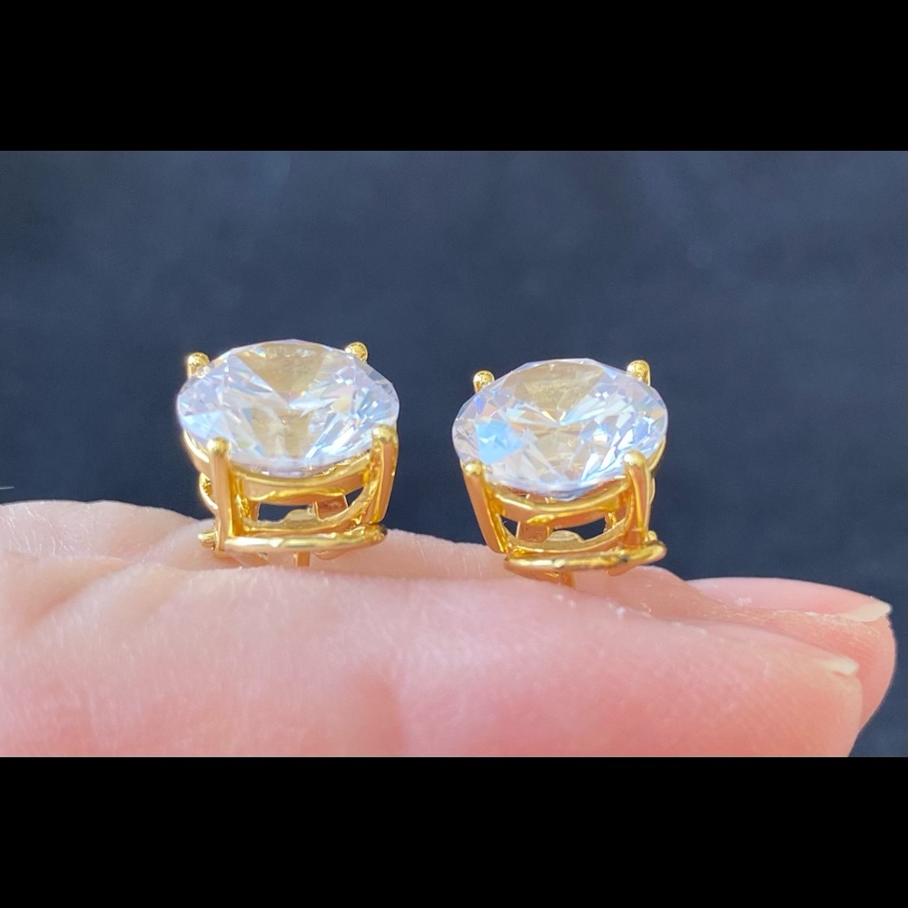 Rhinestone post earrings - Picture 4 of 6
